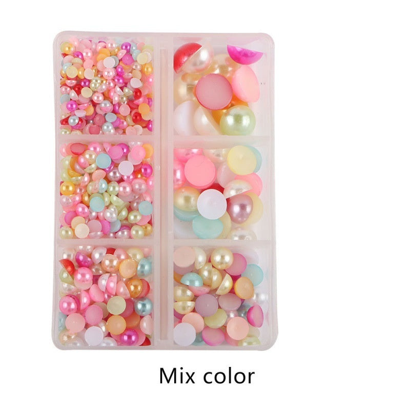 Half Round Flatback Plastic Bead (3-10mm) - Mixed Color