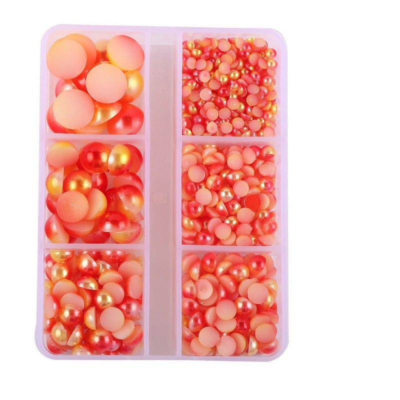 Half Round Flatback Plastic Bead (3-10mm) - Mixed Yellow/Orange