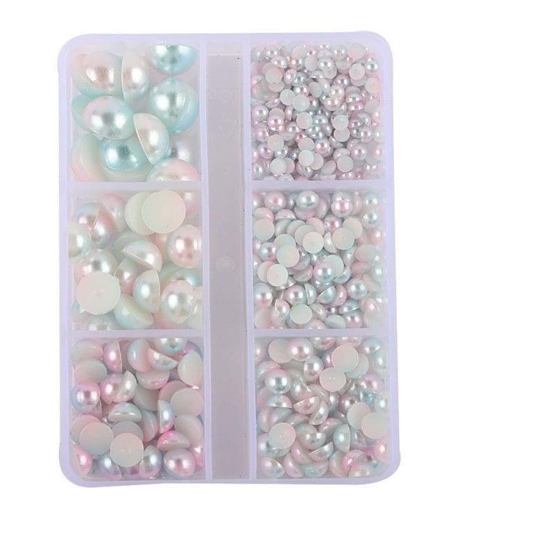 Half Round Flatback Plastic Bead (3-10mm) - Mixed Light Blue/Pink