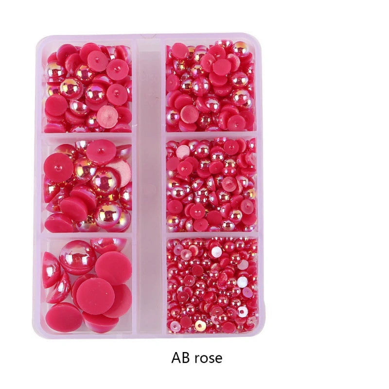 Half Round Flatback Plastic Bead (3-10mm) - AB Rose
