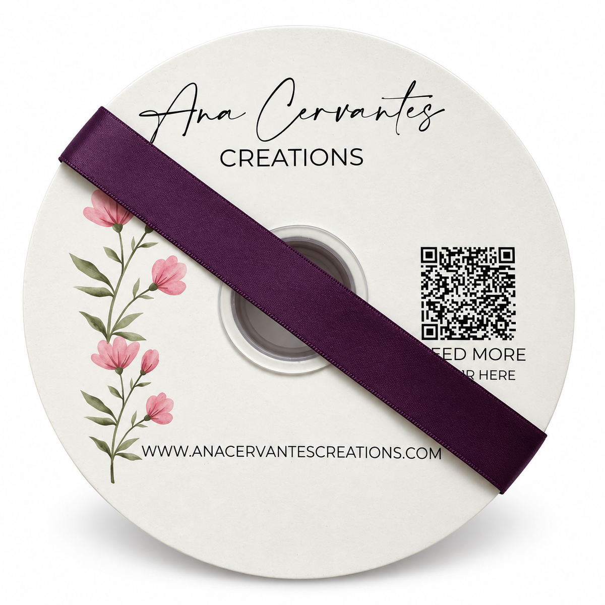 7/8” Double-Faced Satin Ribbon - 100 yards (Plum)