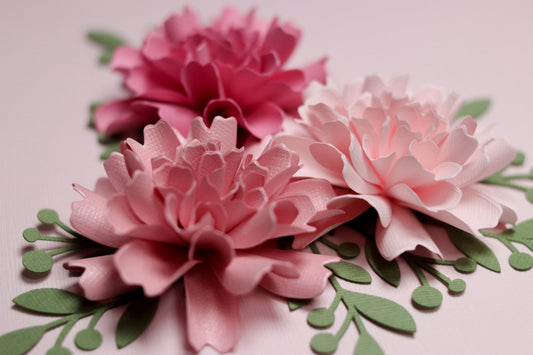 Valentina Flower - Cardstock Flowers with Leaves 12 Pack – 2.75"