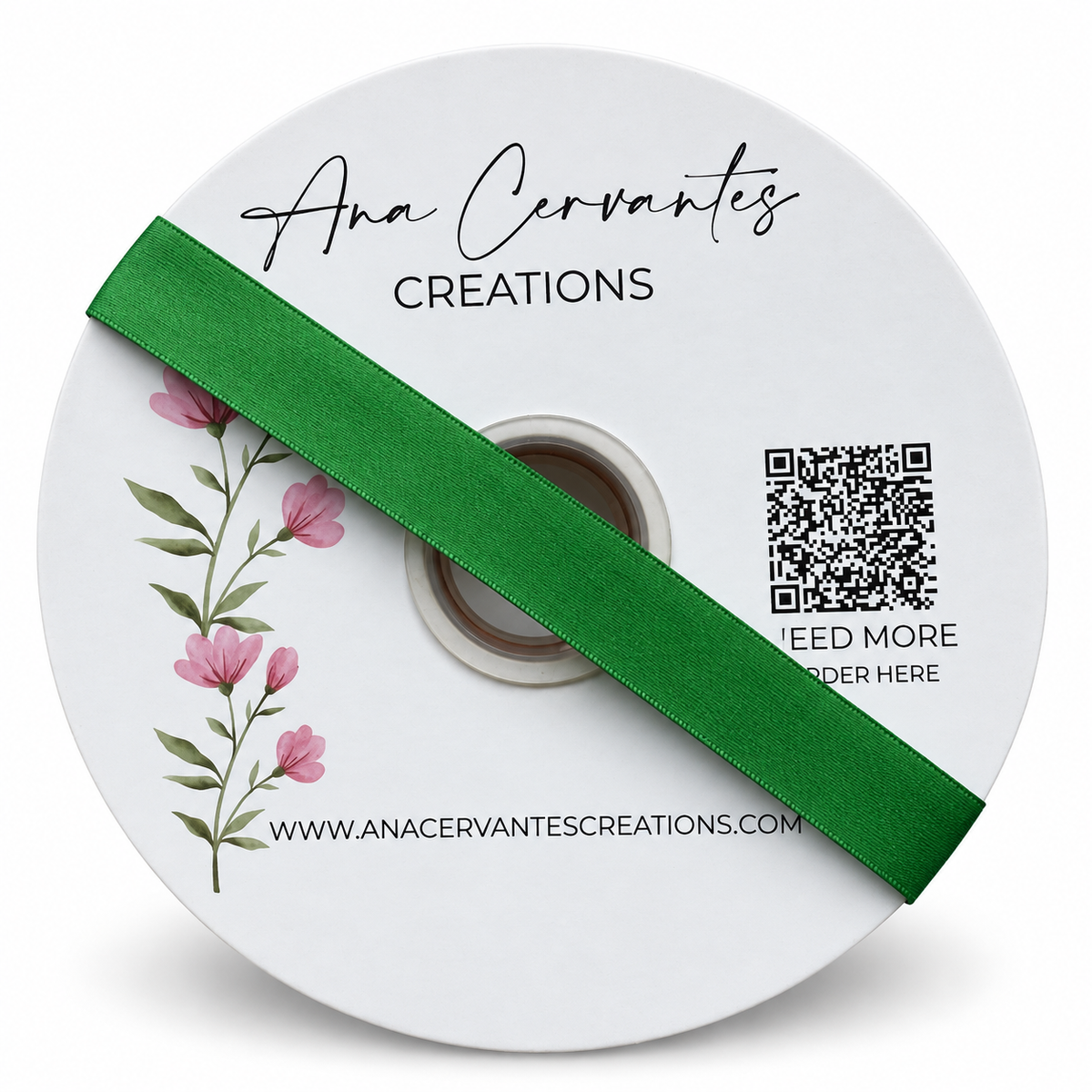 7/8” Double-Faced Satin Ribbon - 100 yards (Emerald Green)