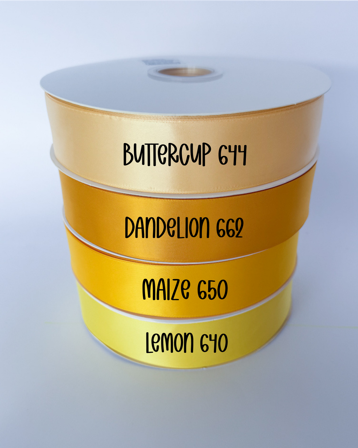 1.5” Satin Double-Faced Ribbon - 100 yards (Yellows)