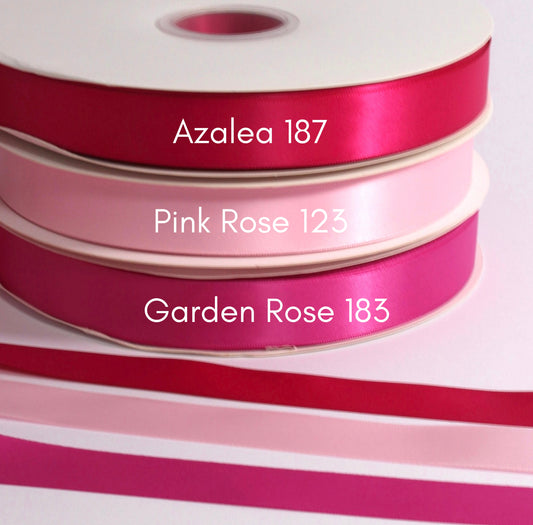 7/8” Double-Faced Satin Ribbon - 100 yards (Pinks)