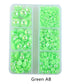 Half Round Flatback Plastic Bead (3-10mm) - Green AB