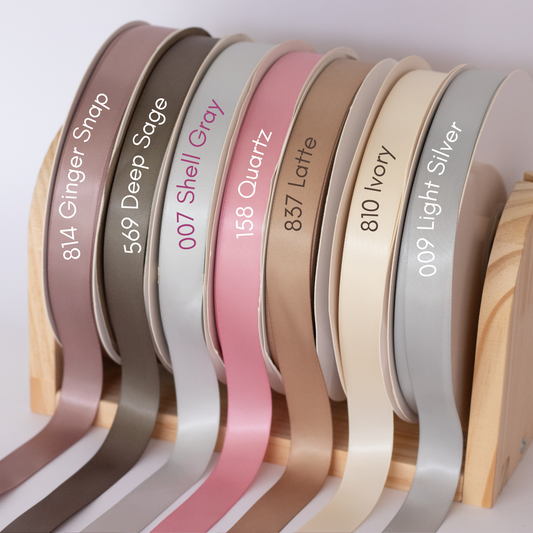 7/8” Double-Faced Satin Ribbon - 100 yards (Neutral Whisper)