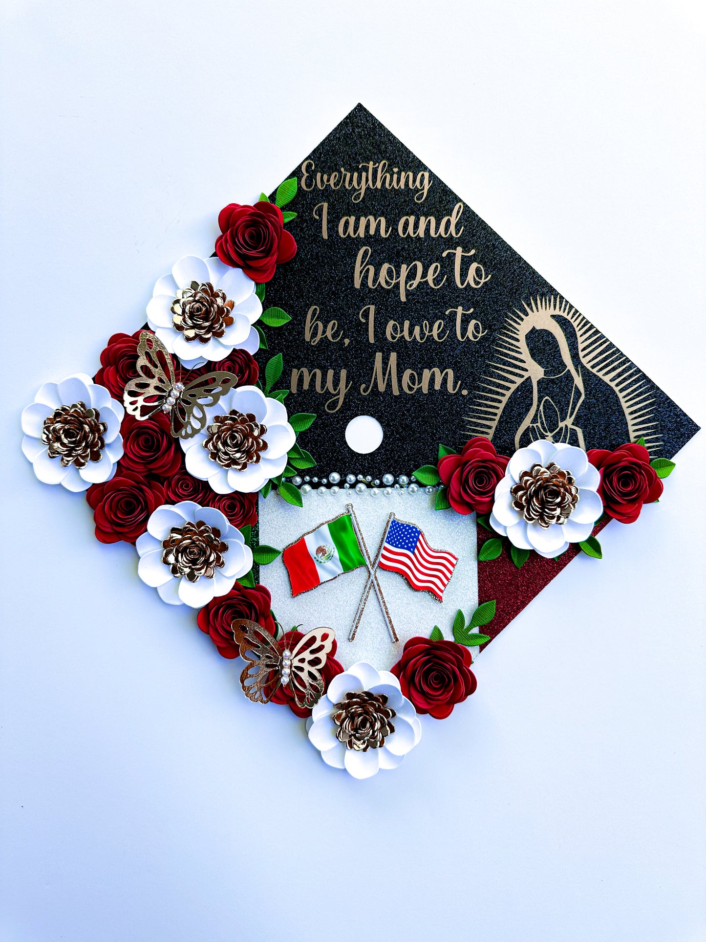 Mexico Flag & Virgen de Guadalupe Graduation Cap topper
