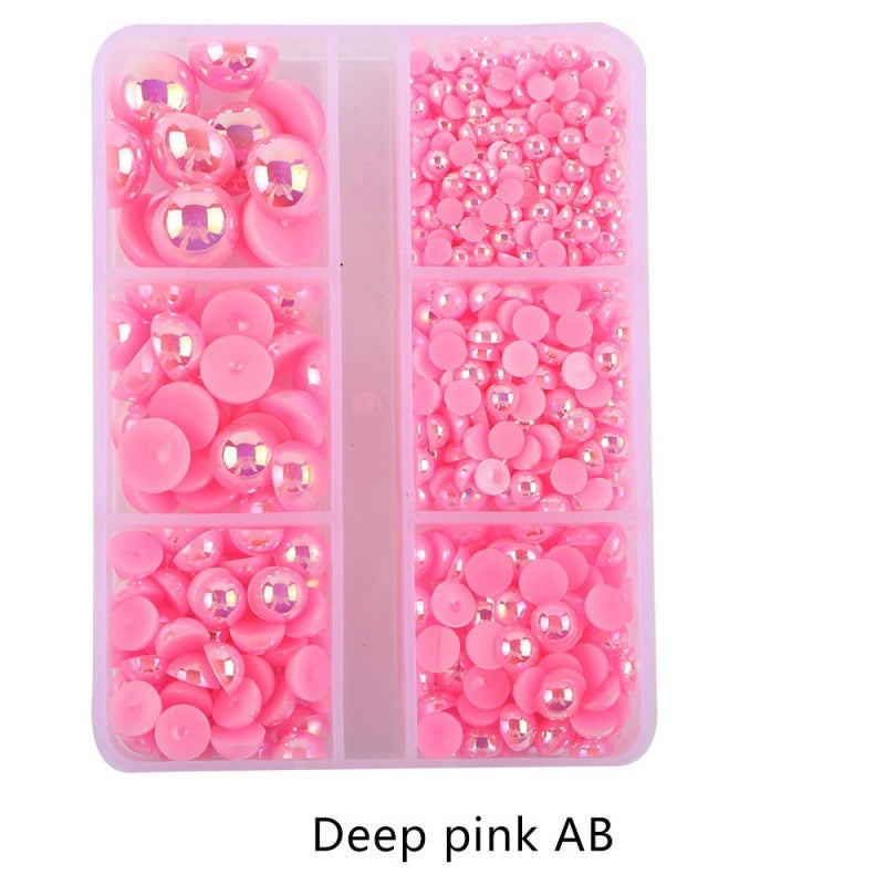 Half Round Flatback Plastic Bead (3-10mm) - Deep Pink AB