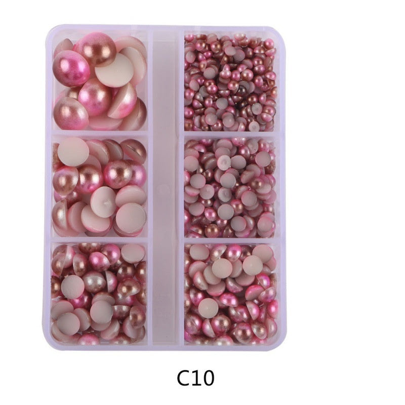 Half Round Flatback Plastic Bead (3-10mm) - Mixed Wine/Pink