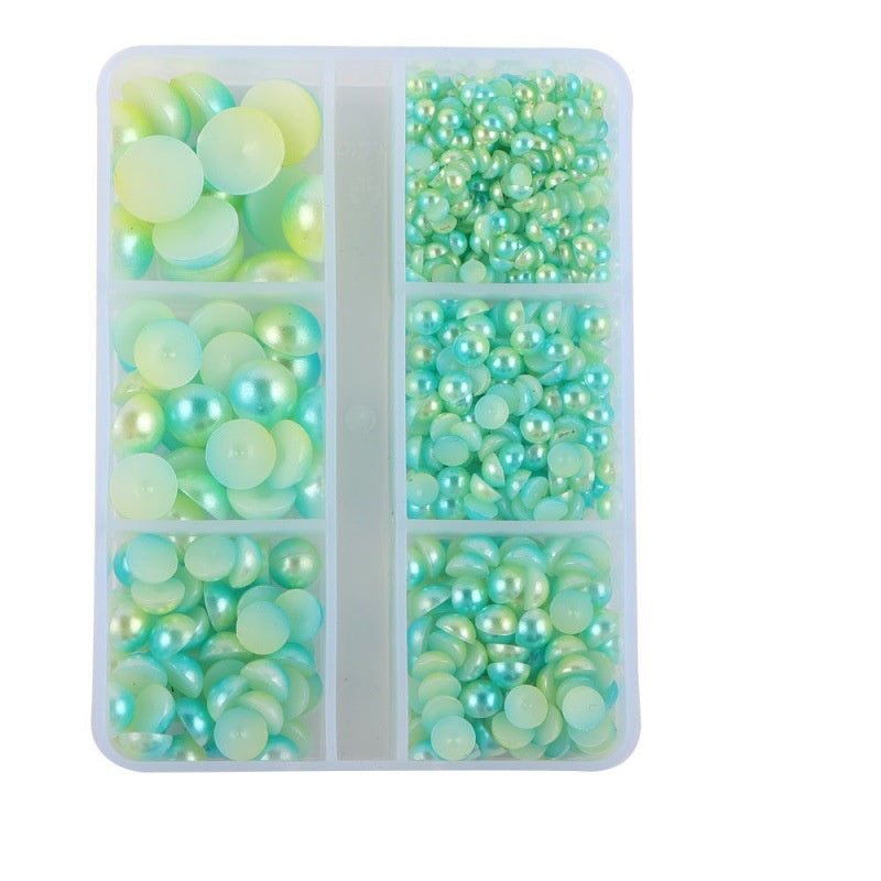 Half Round Flatback Plastic Bead (3-10mm) - Mixed Yellow/Green