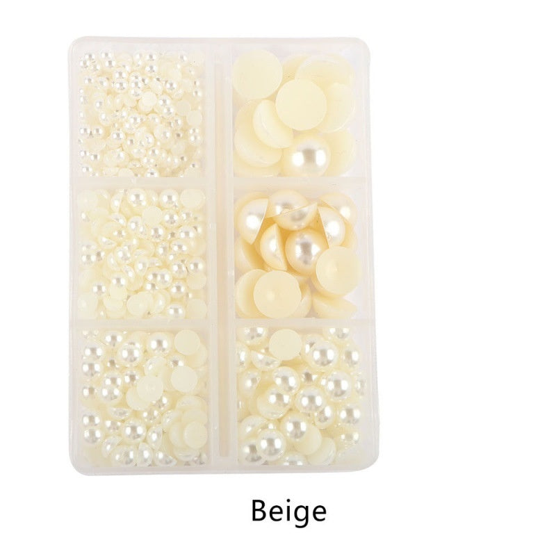 Half Round Flatback Plastic Bead (3-10mm) - Beige