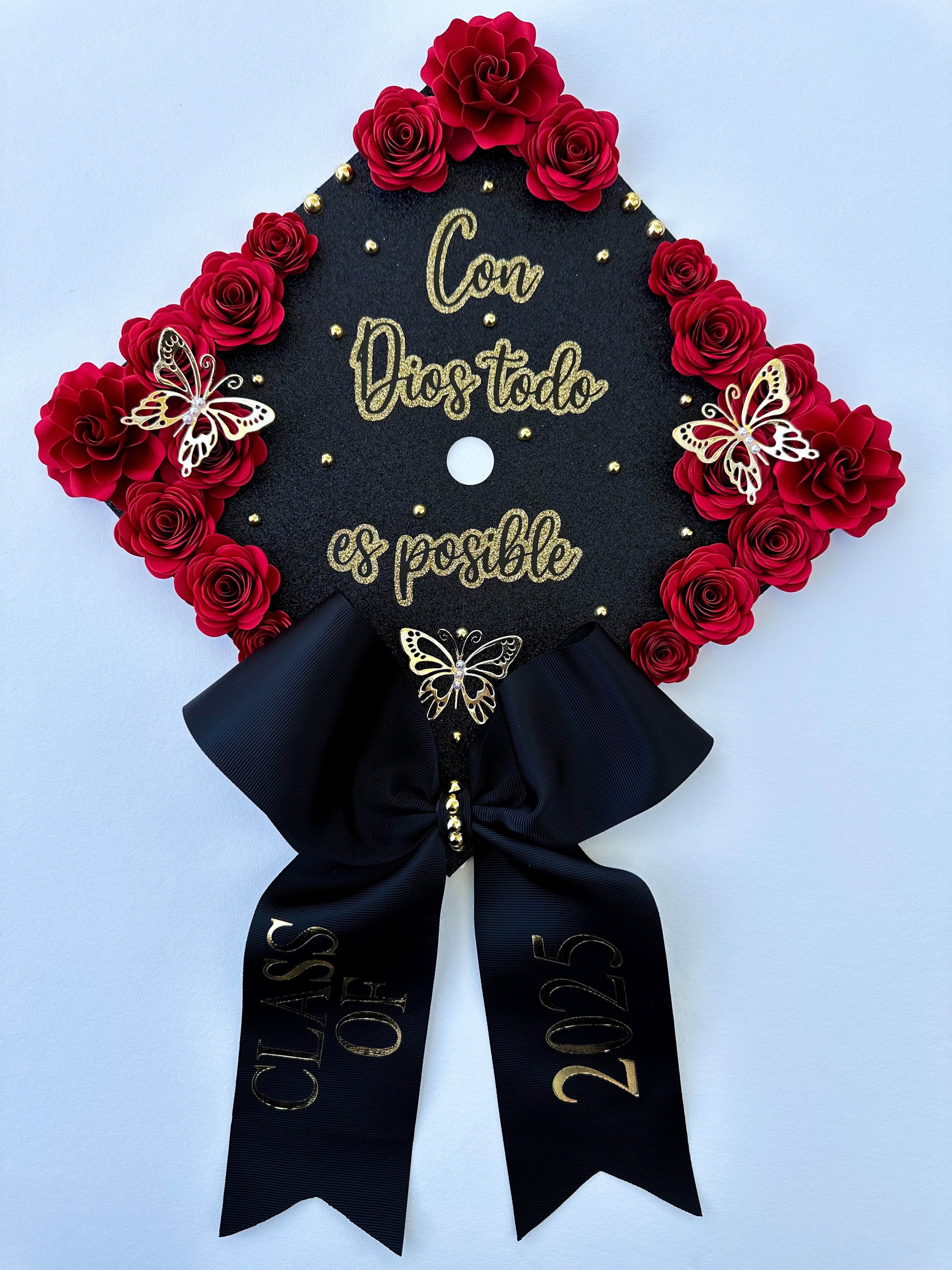 Red Roses Graduation Cap topper II – Ana Cervantes Creations