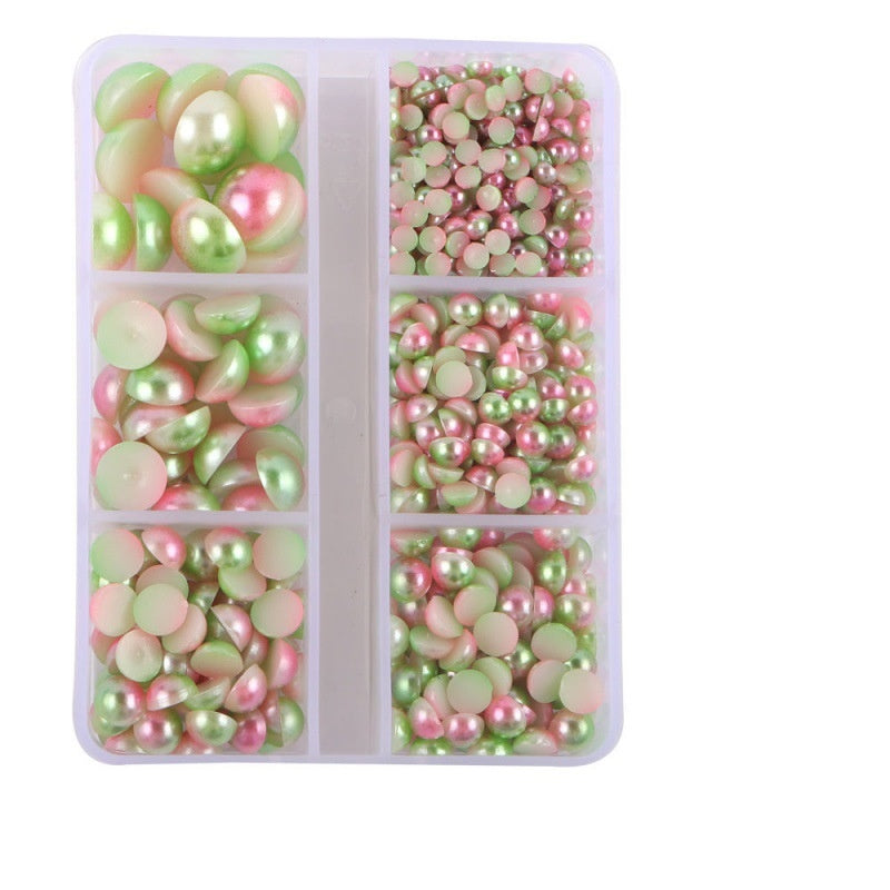 Half Round Flatback Plastic Bead (3-10mm) - Mixed Pink Green/Pink