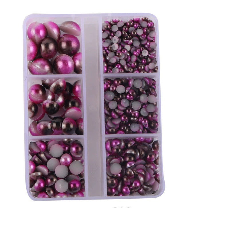 Half Round Flatback Plastic Bead (3-10mm) - Mixed Burgundy/Pink