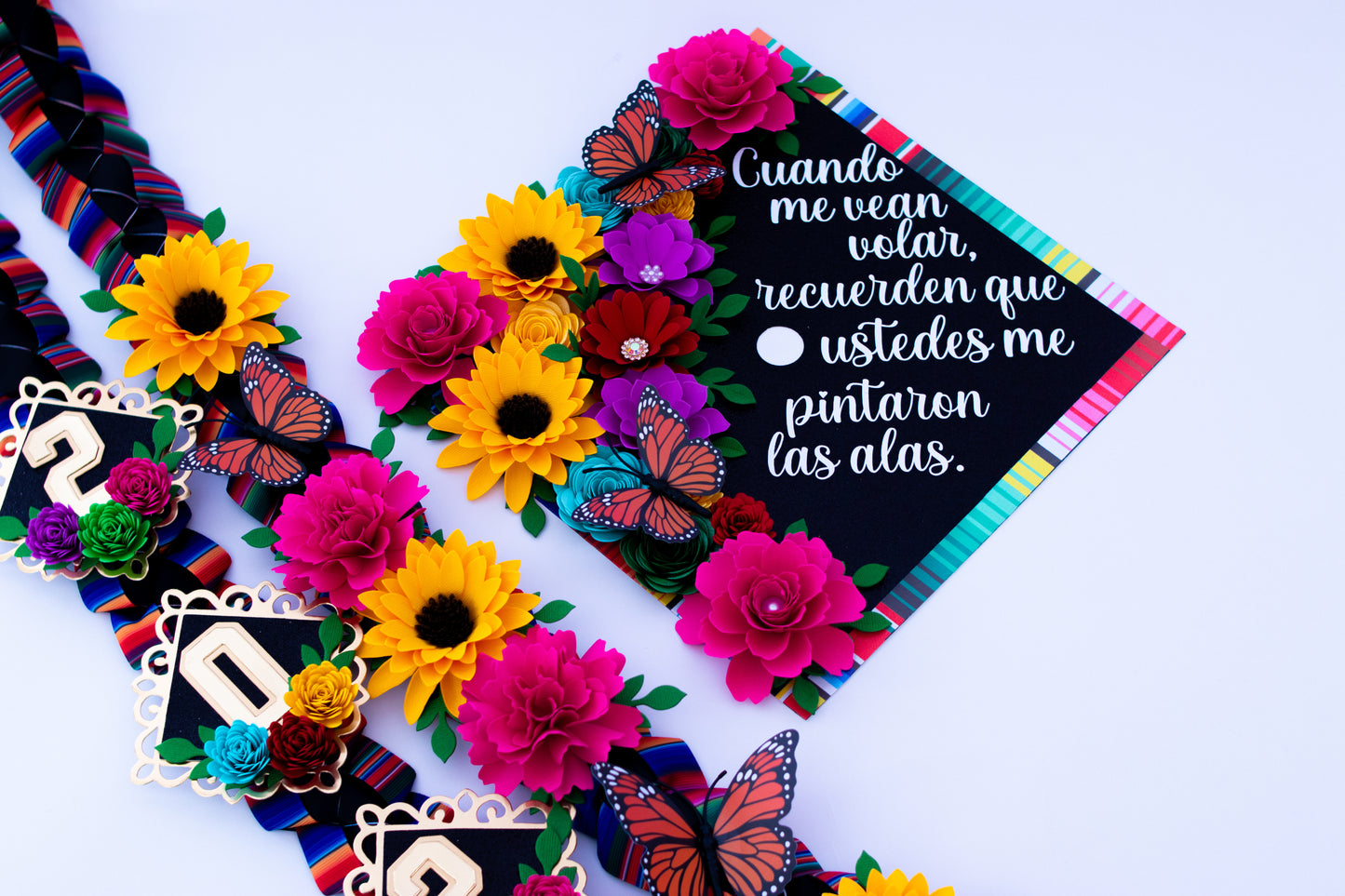 Mexico Lindo y Querido Bundle Graduation Cap Topper & Satin Ribbon Lei Bundle