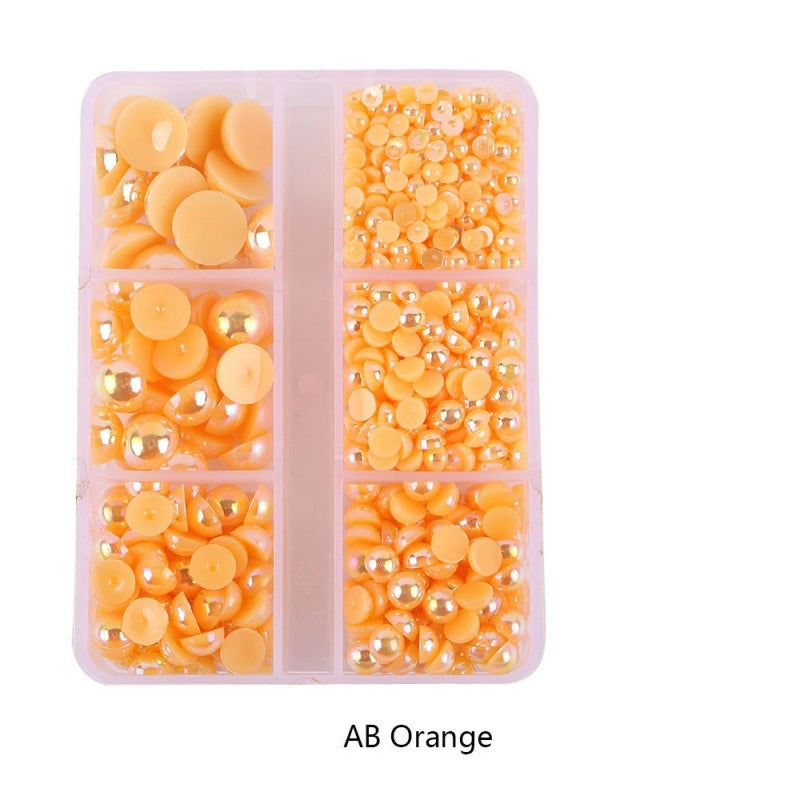 Half Round Flatback Plastic Bead (3-10mm) - AB Orange