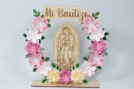 Recuerdos/Centros de Mesa Para Bautizo Virgen de Guadalupe (Rosa)