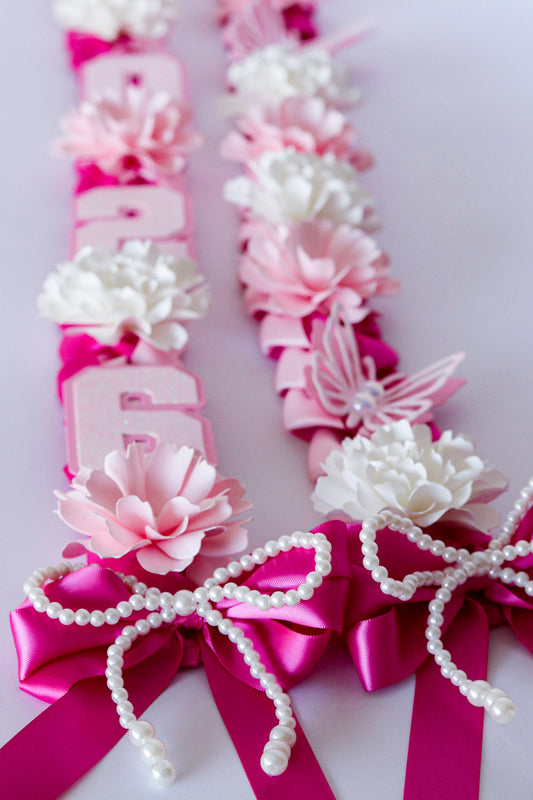 Azalea Bloom Graduation Ribbon Lei
