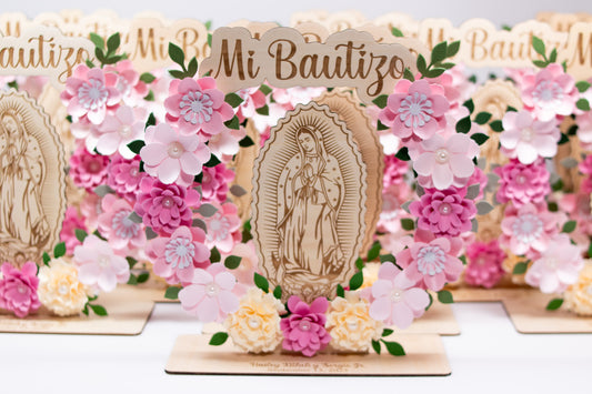 Recuerdos/Centros de Mesa Para Bautizo Virgen de Guadalupe (Rosa)