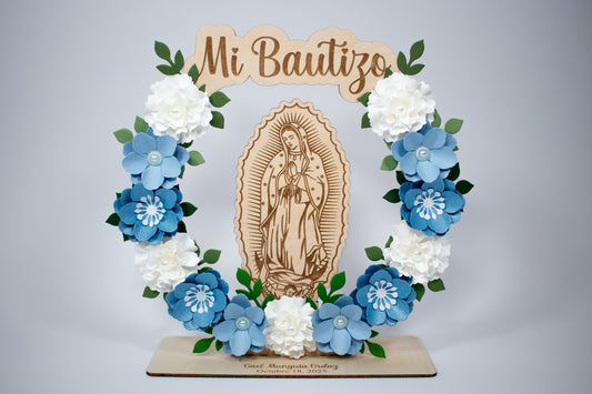 Recuerdos/Centros de Mesa Para Bautizo Virgen de Guadalupe (Azul)