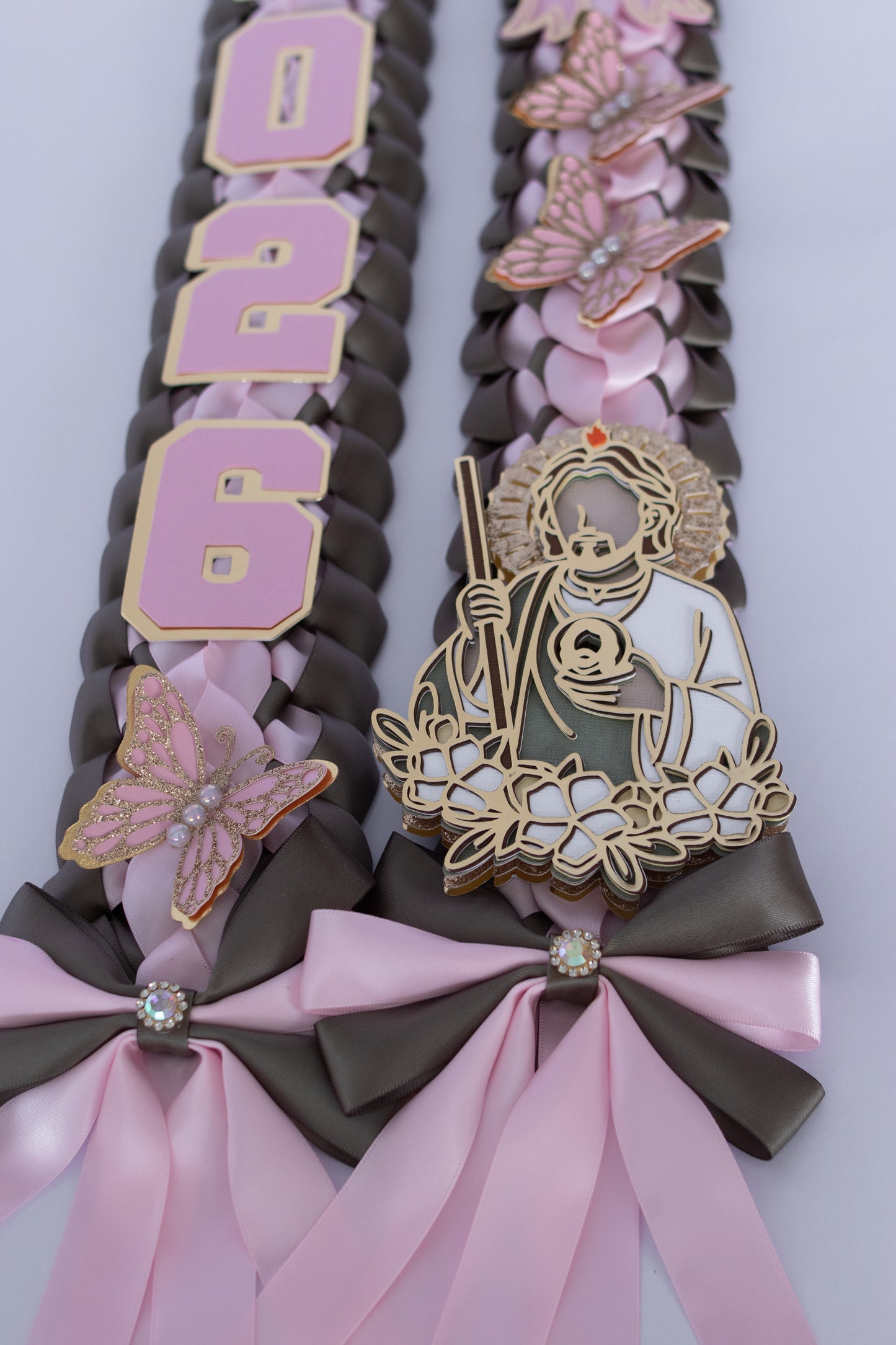 Pink & Sage Satin Ribbon Lei – San Judas Tadeo Edition | Class of 2026