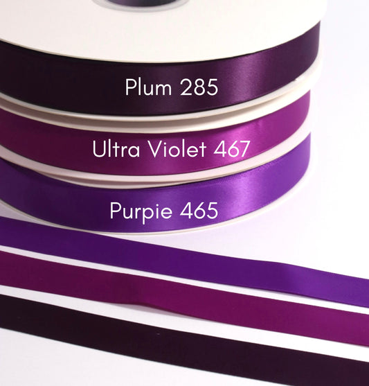 7/8” Double-Faced Satin Ribbon - 100 yards (Purples)