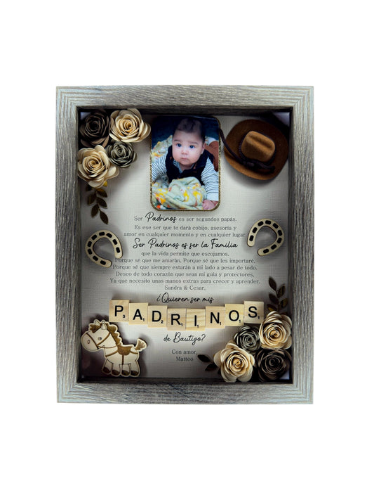 Baptism Proposal Shadowbox - Cowboy Theme
