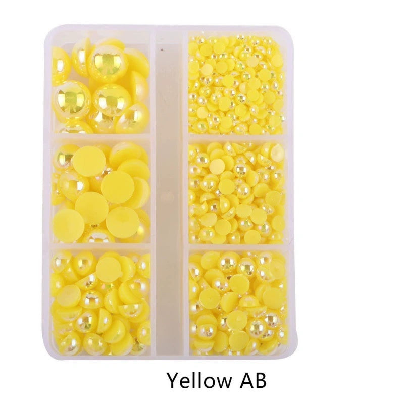 Half Round Flatback Plastic Bead (3-10mm) - Yellow AB