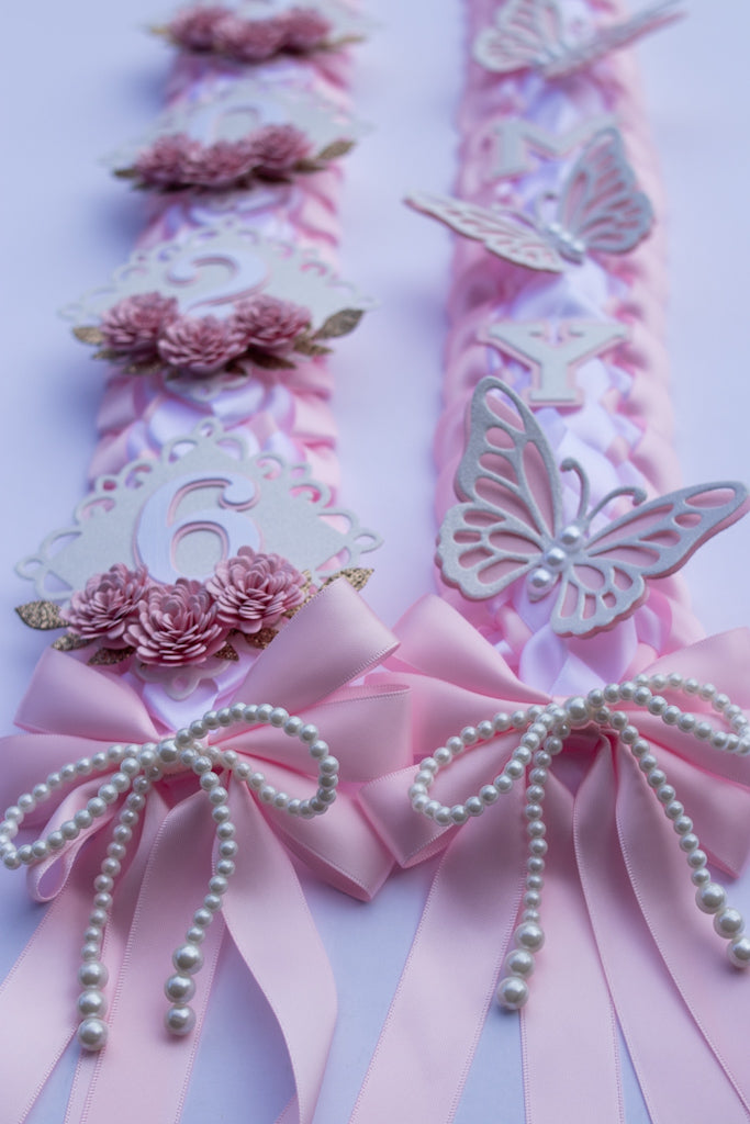 Pink Satin Ribbon Lei – Pixie Wings | Class of 2026