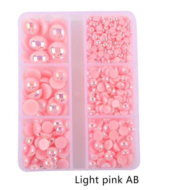 Half Round Flatback Plastic Bead (3-10mm) - Light Pink AB