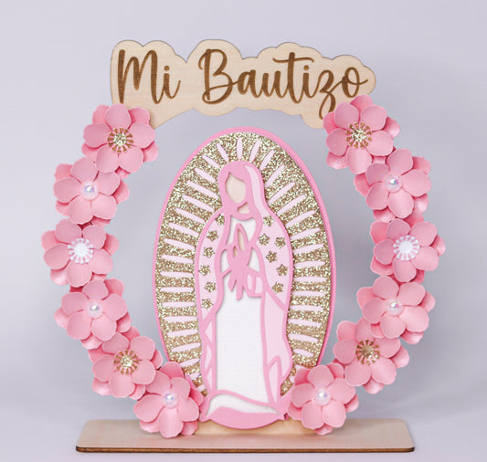 Recuerdos/Centros de Mesa Para Bautizo (Pink Virgen)