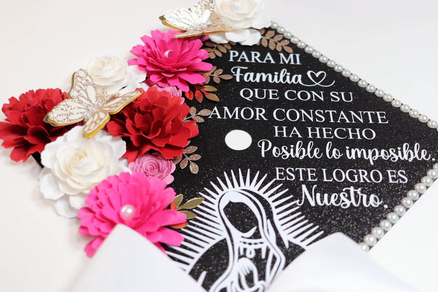 Para Mi Familia - Virgen de Guadalupe Graduation Cap Topper