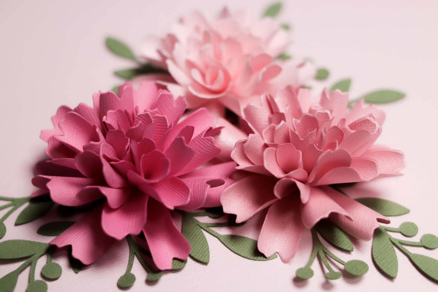 Valentina Flower - Cardstock Flowers with Leaves 12 Pack – 2.75"