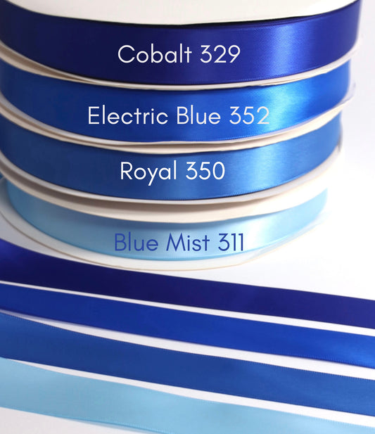 7/8” Double-Faced Satin Ribbon - 100 yards (Blues)