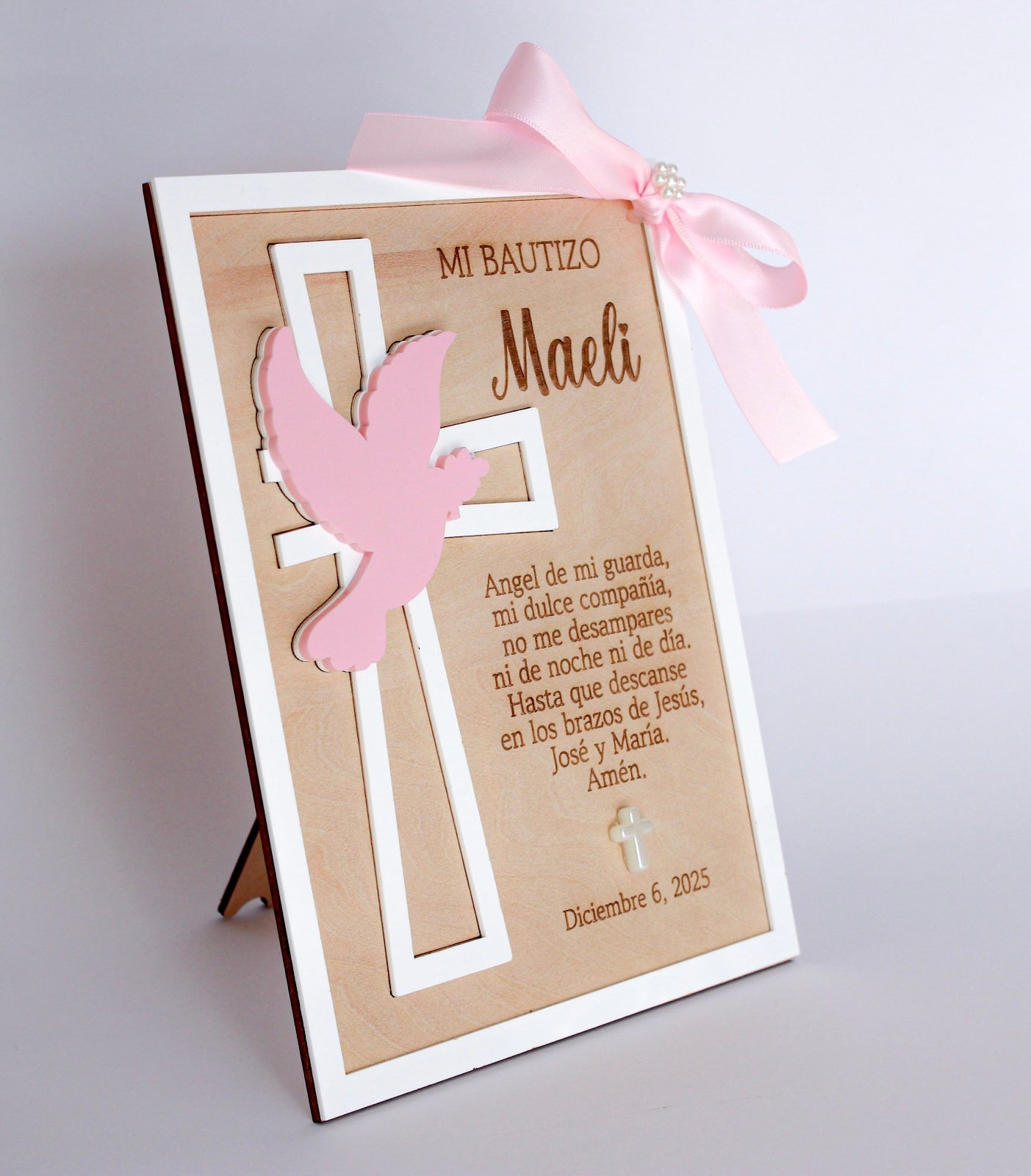 Little Wooden Baptism Frame – Guardian Angel Prayer