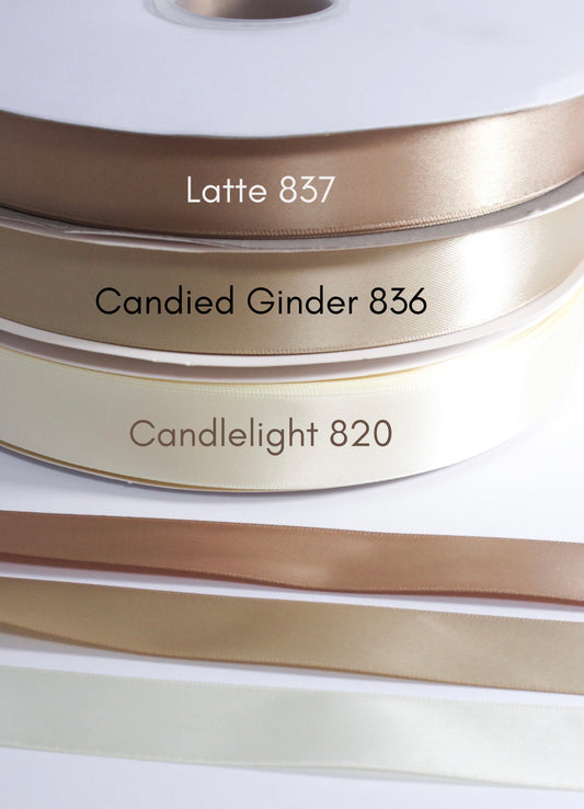 7/8” Double-Faced Satin Ribbon - 100 yards (Tans)