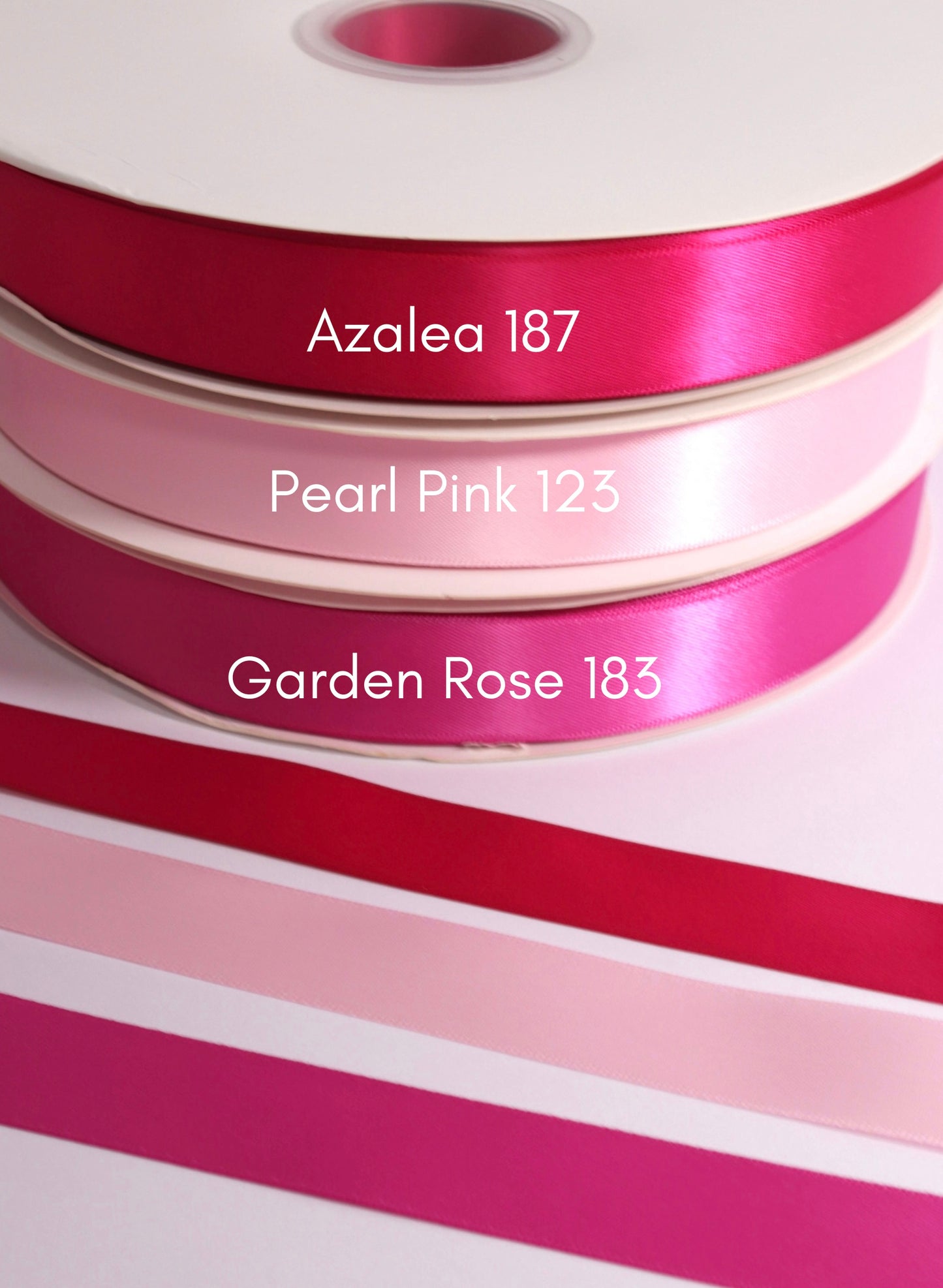 7/8” Double-Faced Satin Ribbon - 100 yards (Pinks)