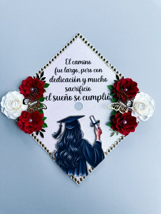 Red Roses Graduation Cap topper