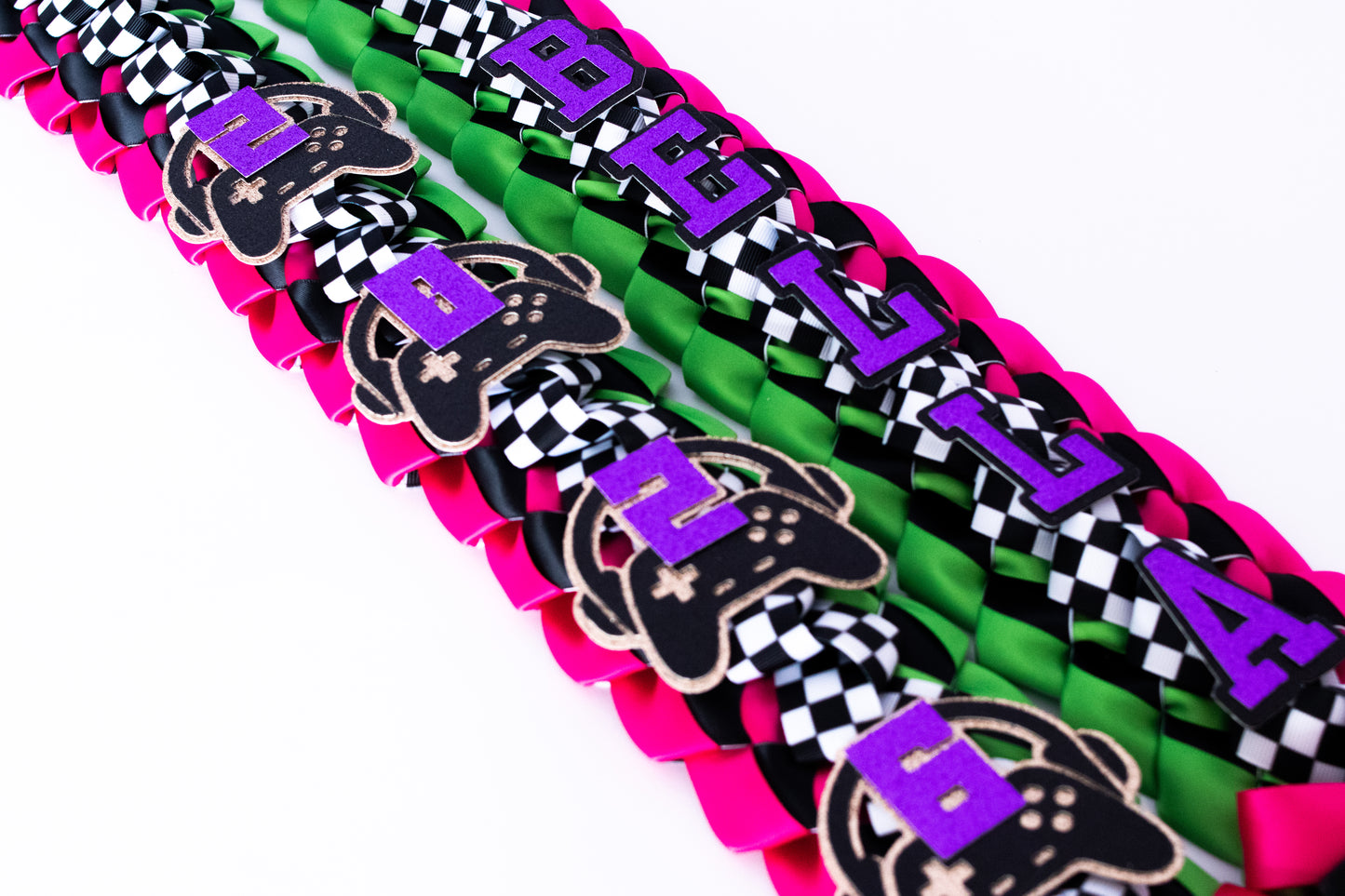 Gamer Girl Video Games Inspired Graduation Lei Ribbon (NEON)