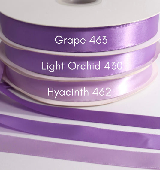 7/8” Double-Faced Satin Ribbon - 100 yards (Lilacs)