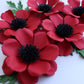 Poppy Lizzy Flower - Cardstock Flowers with Leaves 12 Pack – 2.75"
