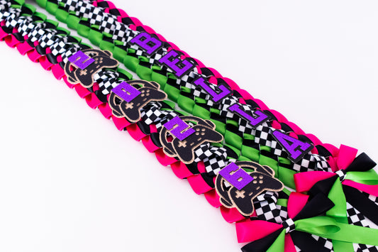 Gamer Girl Video Games Inspired Graduation Lei Ribbon (NEON)