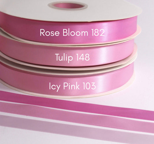 7/8” Double-Faced Satin Ribbon - 100 yards (Soft Pinks)