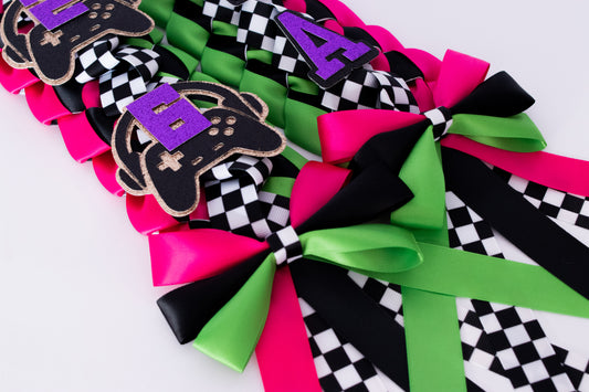 Gamer Girl Video Games Inspired Graduation Lei Ribbon (NEON)