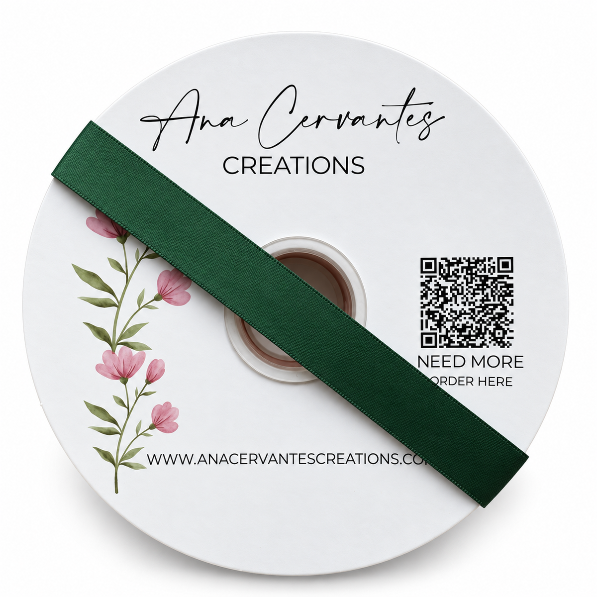 7/8” Double-Faced Satin Ribbon - 100 yards (Forest Green)