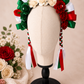 Handmade Traditional Mexican Lele Headband Ribbon & Paper Flower Headband