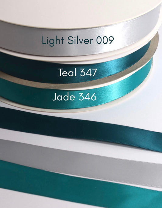 7/8” Double-Faced Satin Ribbon - 100 yards (Teals)
