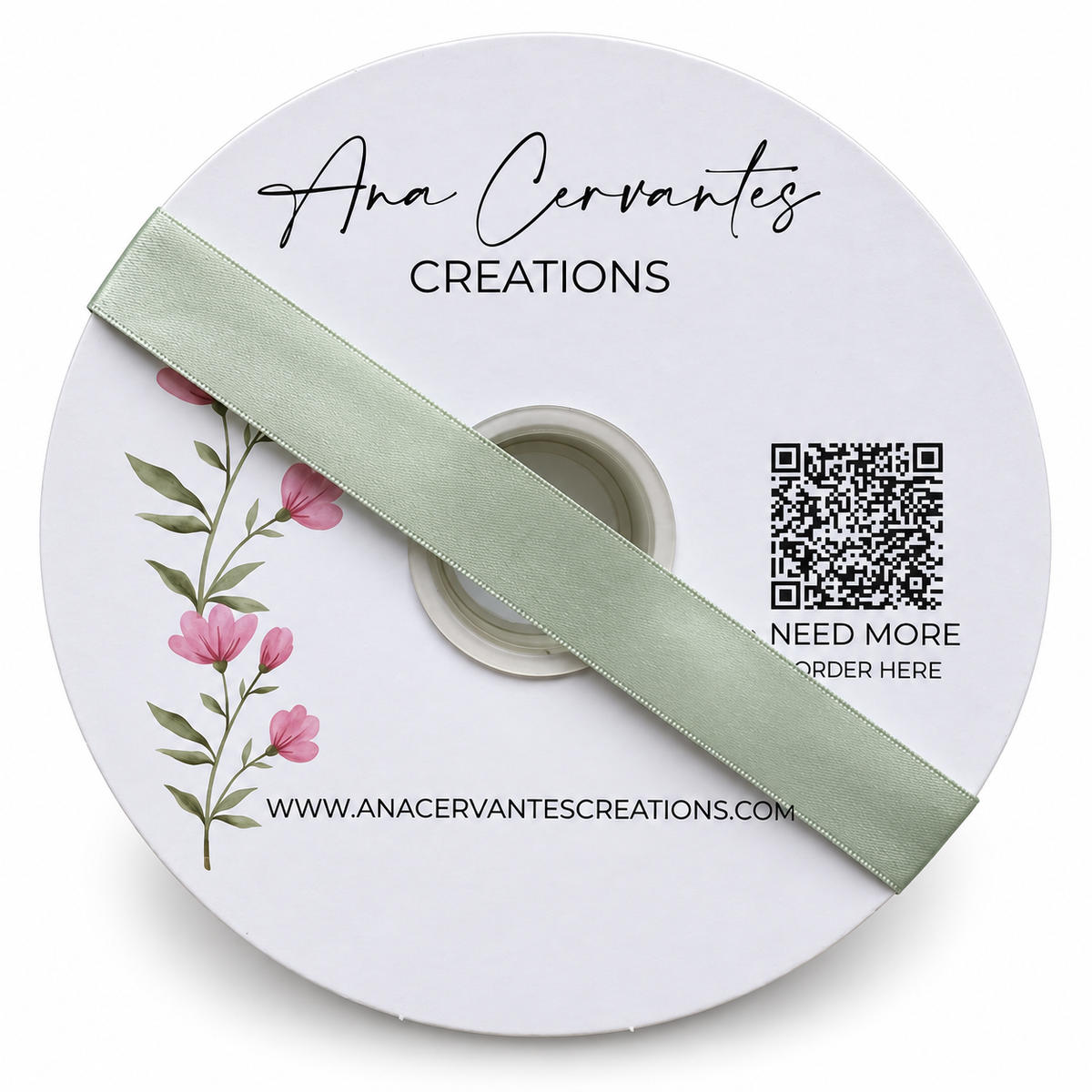 7/8” Double-Faced Satin Ribbon - 100 yards (Seafoam Green)
