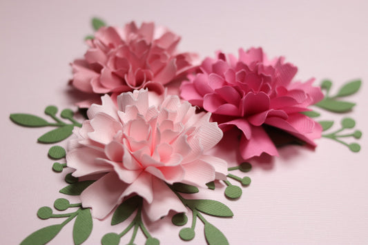 Valentina Flower - Cardstock Flowers with Leaves 12 Pack – 2.75"